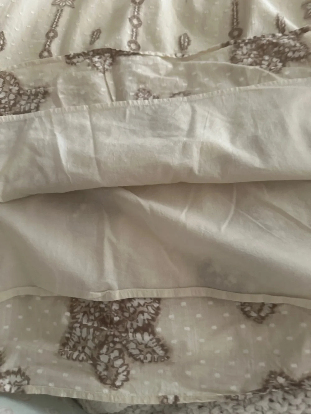 100% Cotton - White/Cream Embroidered Summer Dress - Neutral Floral + Pockets - Picture 10 of 12